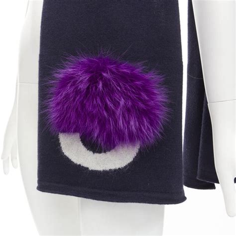 fendi wool shawl|fendi scarf with fur trim.